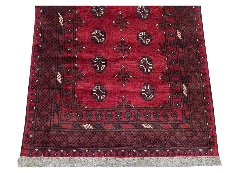 Red Afghan Hand-knotted Carpet 150 x 199cm