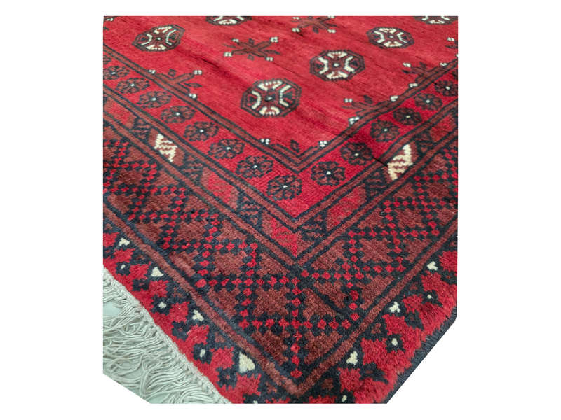 Red Afghan Hand-knotted Carpet 150 x 199cm