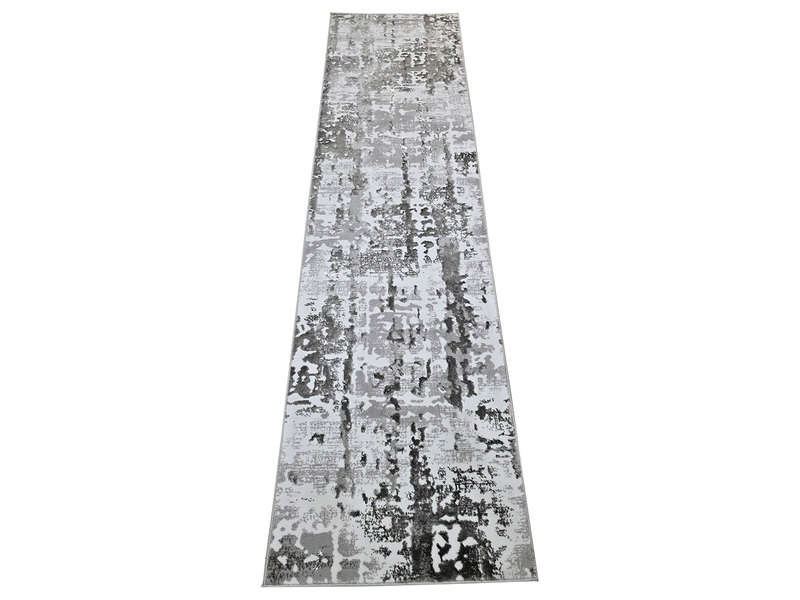 Grey Modern Machine Made Runner 300 x 80 CM