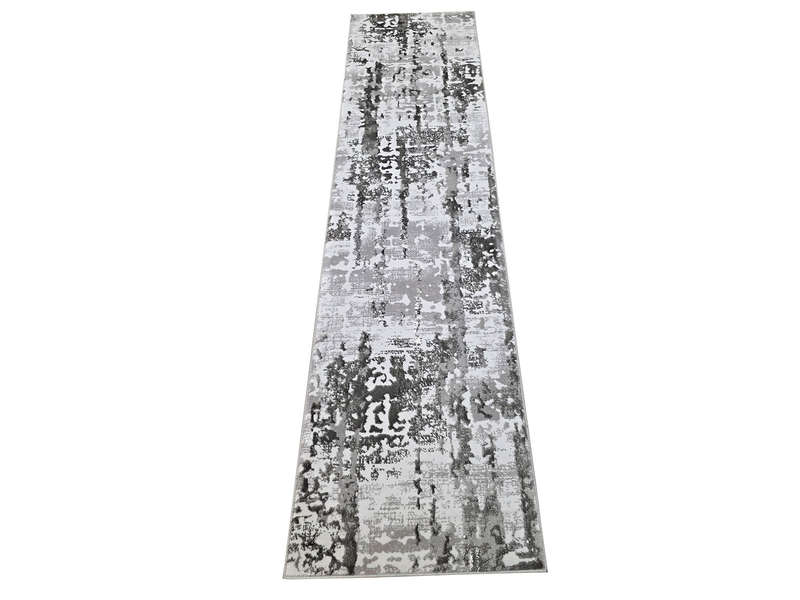 Grey Modern Machine Made Runner 300 x 80 CM