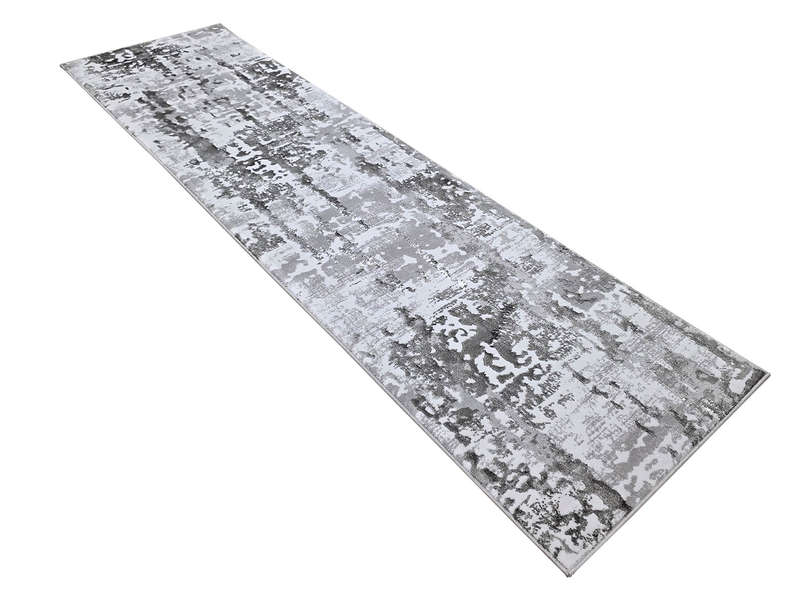 Grey Modern Machine Made Runner 300 x 80 CM