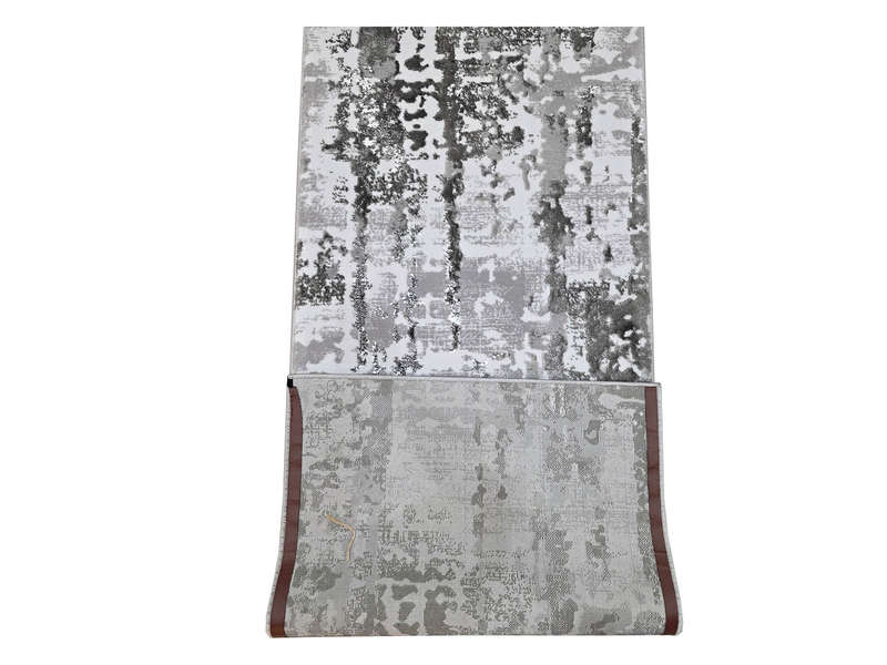 Grey Modern Machine Made Runner 300 x 80 CM