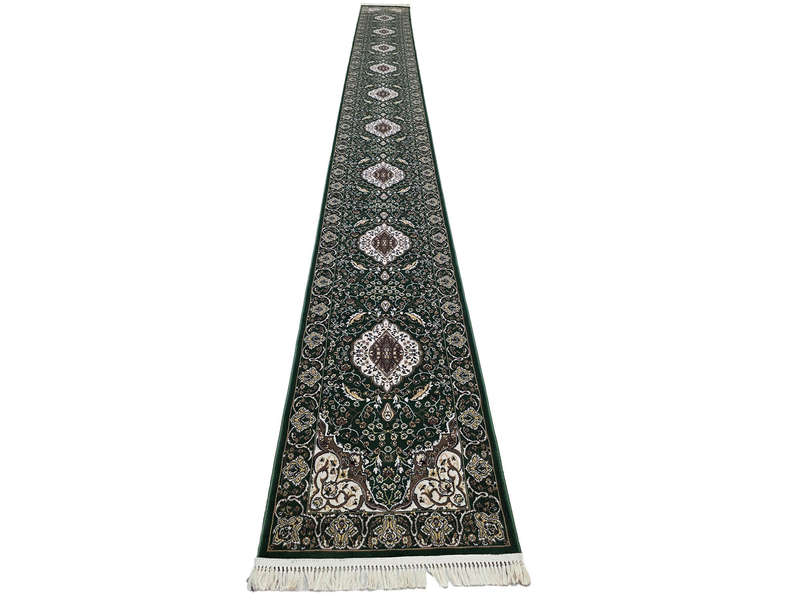 8 Meter Green Persian Style Machine Made Runner 800 x 80 CM