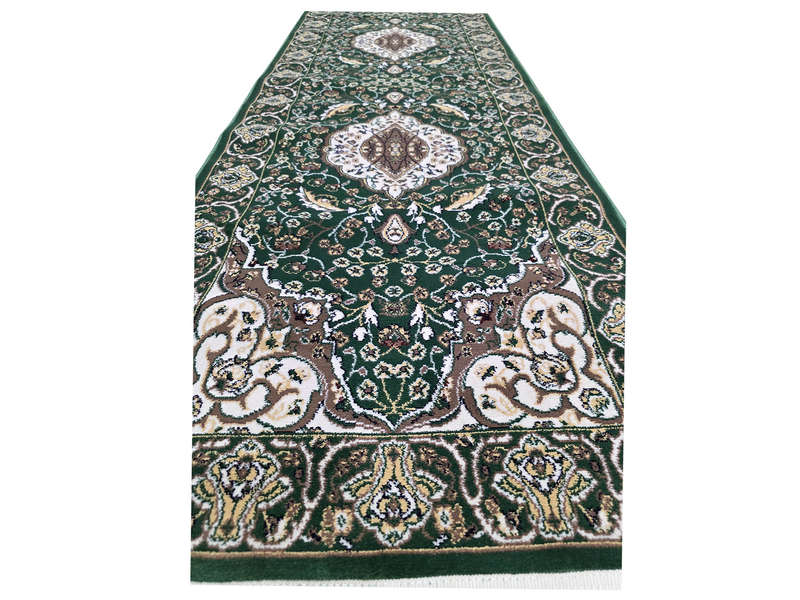 8 Meter Green Persian Style Machine Made Runner 800 x 80 CM