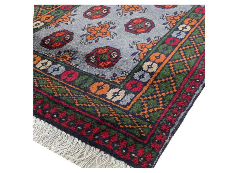 Blue Afghan Kunduz Carpet 294 x 80 cm