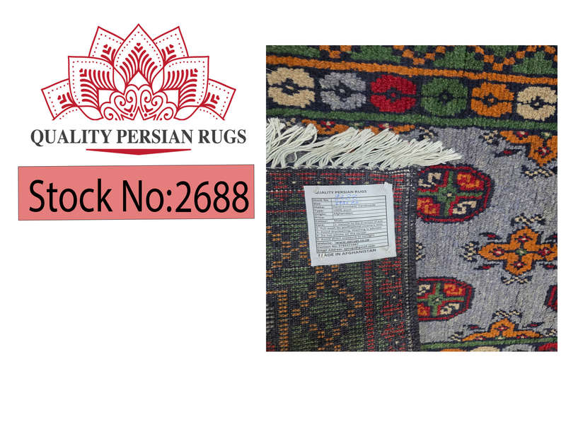 Blue Afghan Kunduz Carpet 294 x 80 cm