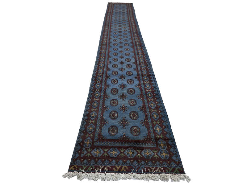 Rare Afghan Kunduz Carpet 588 X 77 cm