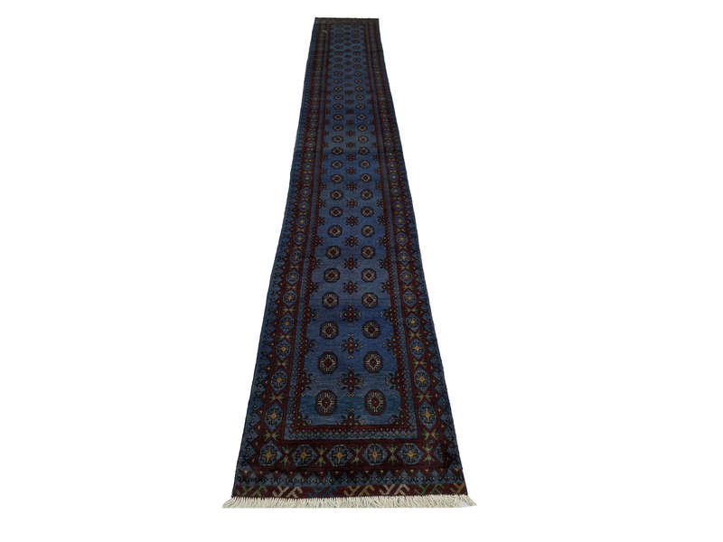 Rare Afghan Kunduz Carpet 588 X 77 cm