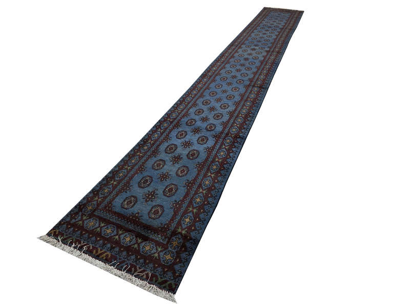 Rare Afghan Kunduz Carpet 588 X 77 cm