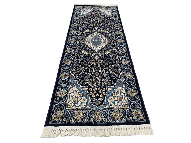 2 Meter Navy Machine Made Passage Runner 200 X 80 CM