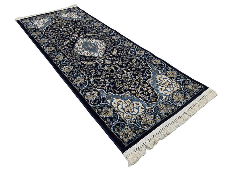 2 Meter Navy Machine Made Passage Runner 200 X 80 CM