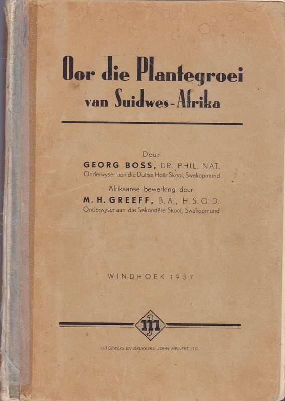 Oor Die Plante Groei Van Suidwes-Afrika - Boss, Georg