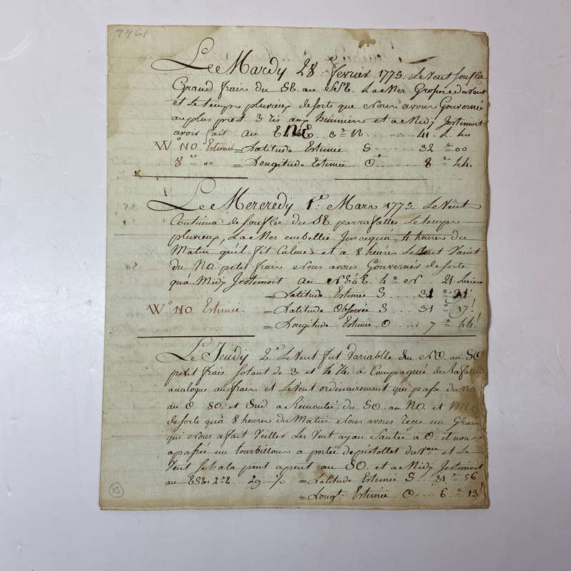 Portion of a Ship's Log. -