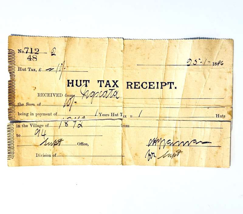Hut Tax Receipt - None identified