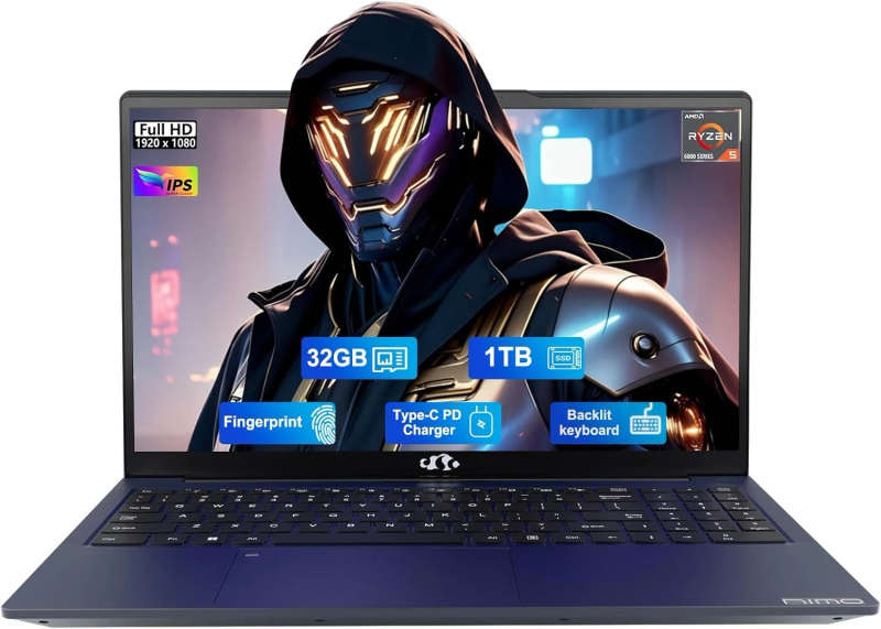 NIMO 15.6" Gaming Laptop  AMD Ryzen 5 6600H | 16/32GB RAM | 512GB/1TB SSD | Up to 4.5GHz | Win...
