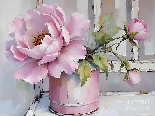 Chic Pink Rose on a Weathered Chair [d]