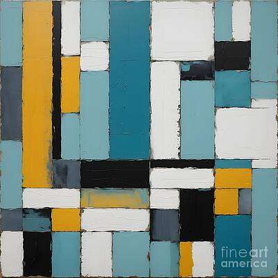 Geometric Blocks in Blue, Yellow, Black and White [d]