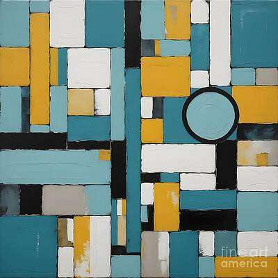 Geometric Shapes in Teal, Yellow and White [d]