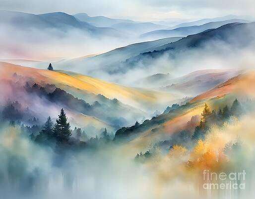 Mist Blankets the Rolling Hills [d]