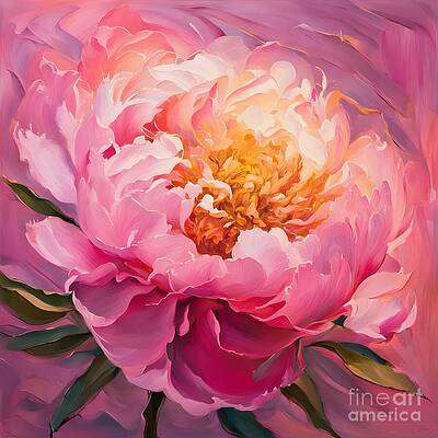 Post Impressionist Pink Peony [d]