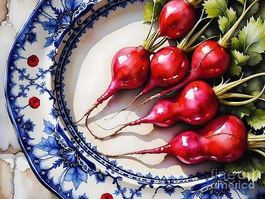 Radish and Delft Still Life [d]