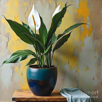 Spathiphyllum in Blue Pot [d]