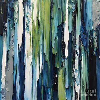 Vertical Blue Green Impasto [d]