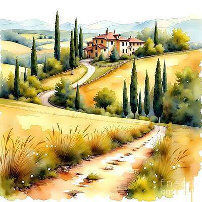Watercolour Tuscan Scene [d]