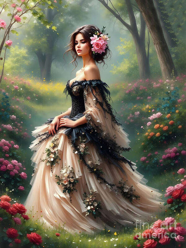 Garden Art Print featuring the digital art Beauty in the Garden by Jennifer Van Niekerk