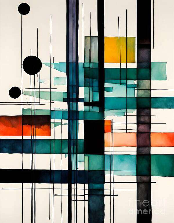 Abstract Art Print featuring the digital art Abstract Modernism by Jennifer Van Niekerk