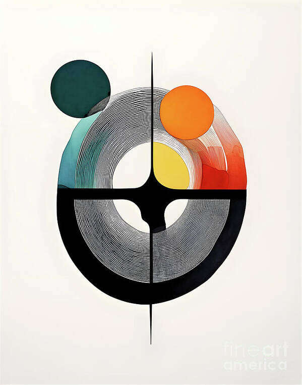 Abstract Art Print featuring the digital art Concentric Contrast by Jennifer Van Niekerk