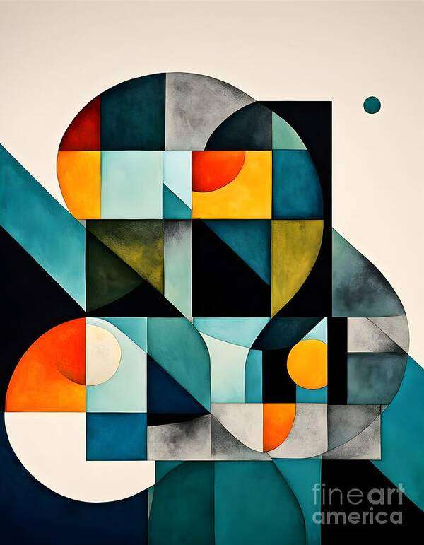 Abstract Art Print featuring the digital art Geometric Shapes Overlap and Intersects by Jennifer Van Niekerk