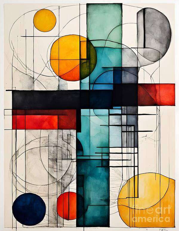 Geometric Art Print featuring the digital art Lines and Grids Layered Intricately by Jennifer Van Niekerk