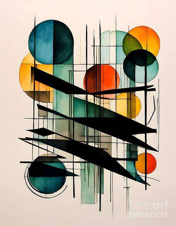 Abstract Art Print featuring the digital art Overlapping Shapes by Jennifer Van Niekerk