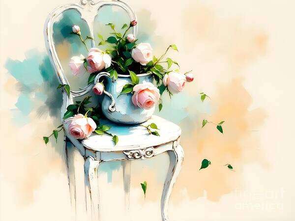 Floral Art Print featuring the digital art Vintage Pastel Florals by Jennifer Van Niekerk