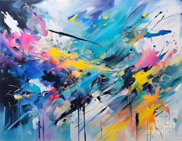 Abstract Art Print featuring the digital art Spontaneity by Jennifer Van Niekerk