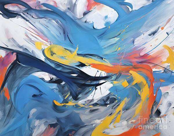 Abstract Art Print featuring the digital art Swirling Strokes by Jennifer Van Niekerk