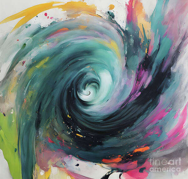 Abstract Art Print featuring the digital art Blue star abstract by Jennifer Van Niekerk