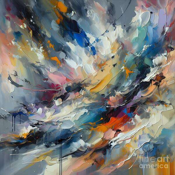Abstract Art Print featuring the digital art A Vibrant Impasto Mix by Jennifer Van Niekerk