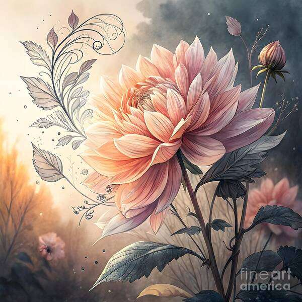 Flower Art Print featuring the digital art Aura Floral Delight III by Jennifer Van Niekerk