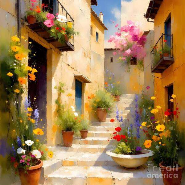 Alleyway Art Print featuring the digital art Beautiful town of Lecce by Jennifer Van Niekerk