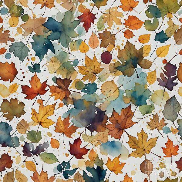 Autumn Art Print featuring the digital art Bermuda Beach Autumn Leaf Canvas by Jennifer Van Niekerk