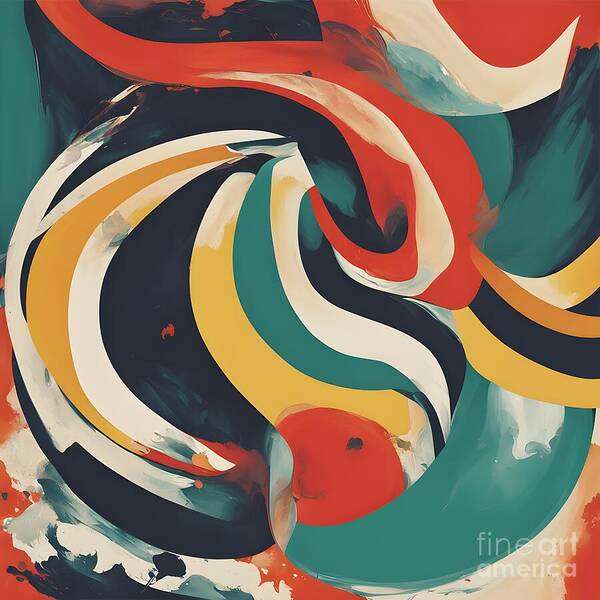 Abstract Art Print featuring the digital art Bold Sweeping Curves by Jennifer Van Niekerk