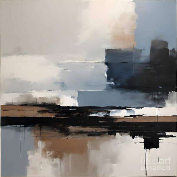 Abstract Art Print featuring the digital art Brushstroke Seascape by Jennifer Van Niekerk