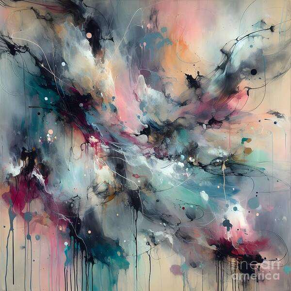 Abstract Art Print featuring the digital art Chaotic Visual Experience by Jennifer Van Niekerk