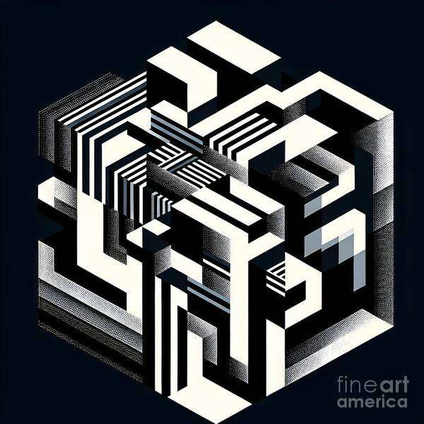 Geometric Art Print featuring the digital art Complex 3D Structure by Jennifer Van Niekerk
