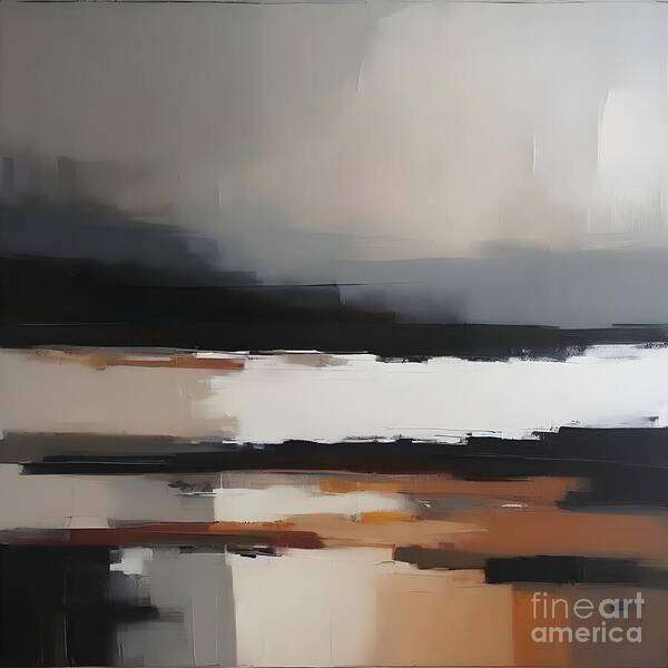 Abstract Art Print featuring the digital art Contrast Beige and White by Jennifer Van Niekerk