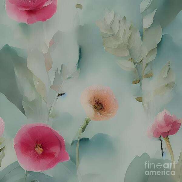 Flowers Art Print featuring the digital art Dreamy and Ethereal Botanical Composition by Jennifer Van Niekerk