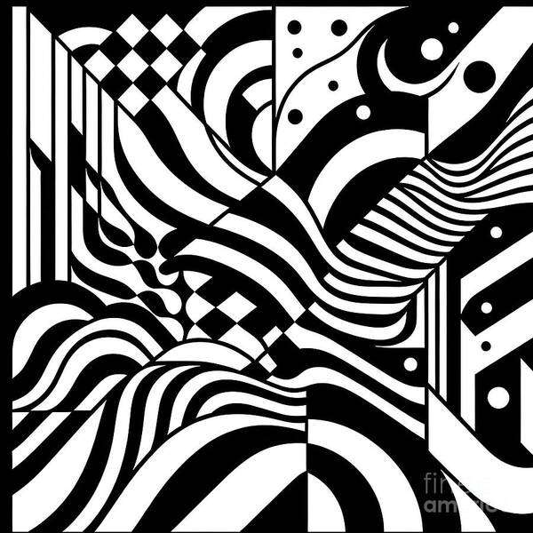 Black And White Art Print featuring the digital art Dynamic Monochrome by Jennifer Van Niekerk