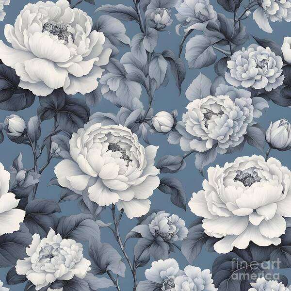 Floral Art Print featuring the digital art Elegant Peonies by Jennifer Van Niekerk
